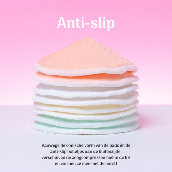 Flouer Antislip Wasbare Zoogcompressen - Extra Absorberend - Dag en Nacht - Inclusief Transporttasje en Waszakje - Borstcompressen Wasbaar - 12 Stuks