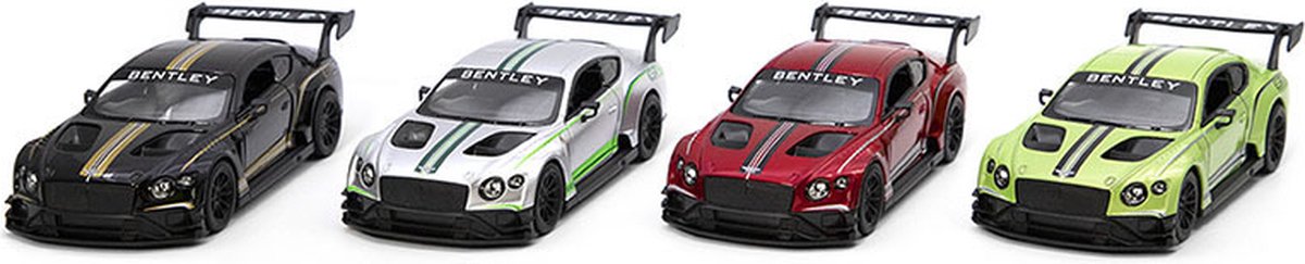 Kinsmart Bentley Continental Gt3 Pull-back motor verkrijgbaar in 4 kleuren verkoop per stuk 1:38