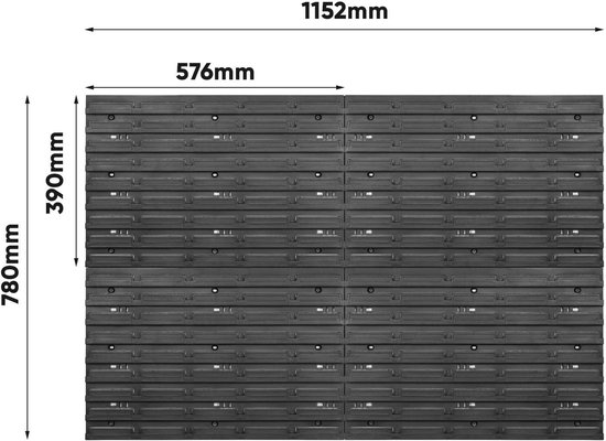 2x Montagewand 130 X 386MM Herramienta de Pared Del Agujero Taller Pie Plástico