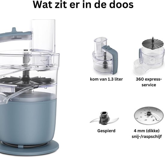 Foodprocessor - Elektrische Groentesnijder Multifunctioneel - Vleesmolen - Gehaktmolen - RVS - Top Kwaliteit - Transparant van FOO — afbeelding 3