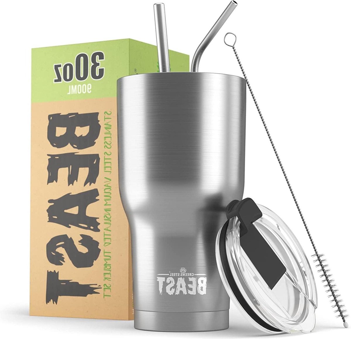 30 oz Stainless Beast Tumbler - Dubbelwandige Geïsoleerde Reismok met Deksel