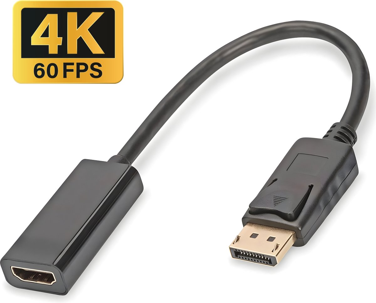 Bol.com Active DisplayPort naar HDMI Adapter Kabel - 23CM - 4K 60Hz Ultra HD - DP (Male) naar HDMI (Female) Converter aanbieding