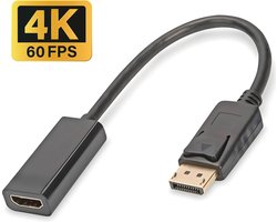 Active DisplayPort naar HDMI Adapter Kabel - 23 cm Verloopstuk - 4K Ultra HD 60Hz - Actieve DP (Male) naar HDMI (Female) Converter - Active DisplayPort naar HDMI Adapter - Monitor Adapter - Geschikt voor Gaming Monitor, Laptop, PC, Desktop & 4K TV