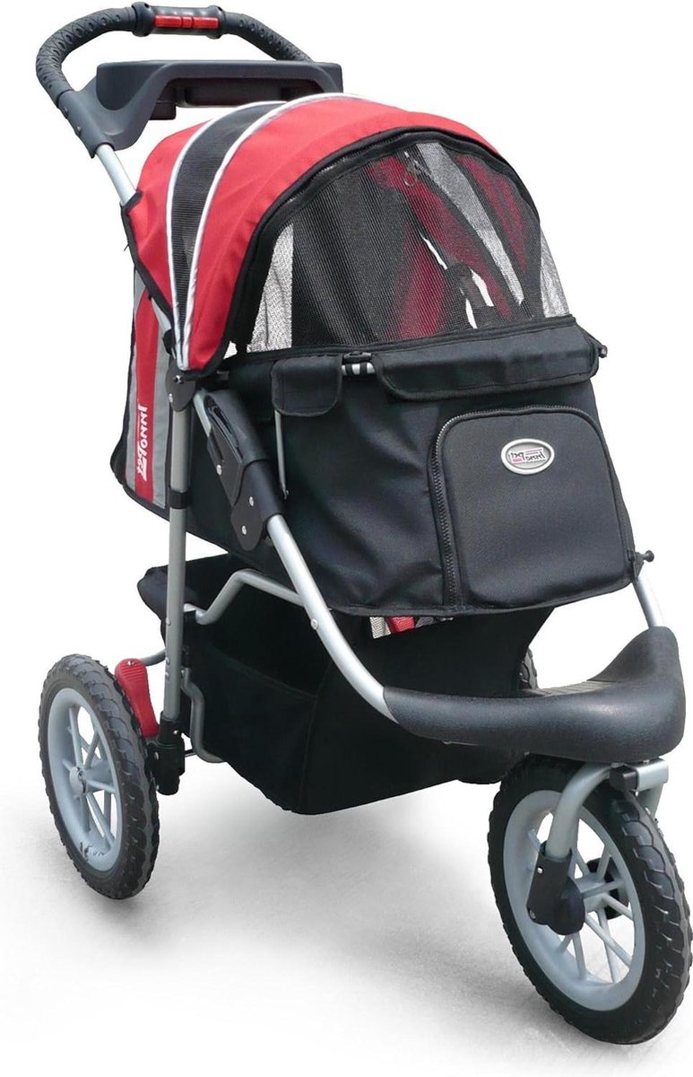 Rode en zwarte opvouwbare huisdierenbuggy trolley voor honden en katten - IPS-075 comfort EFA Buggy - Hondenbuggy