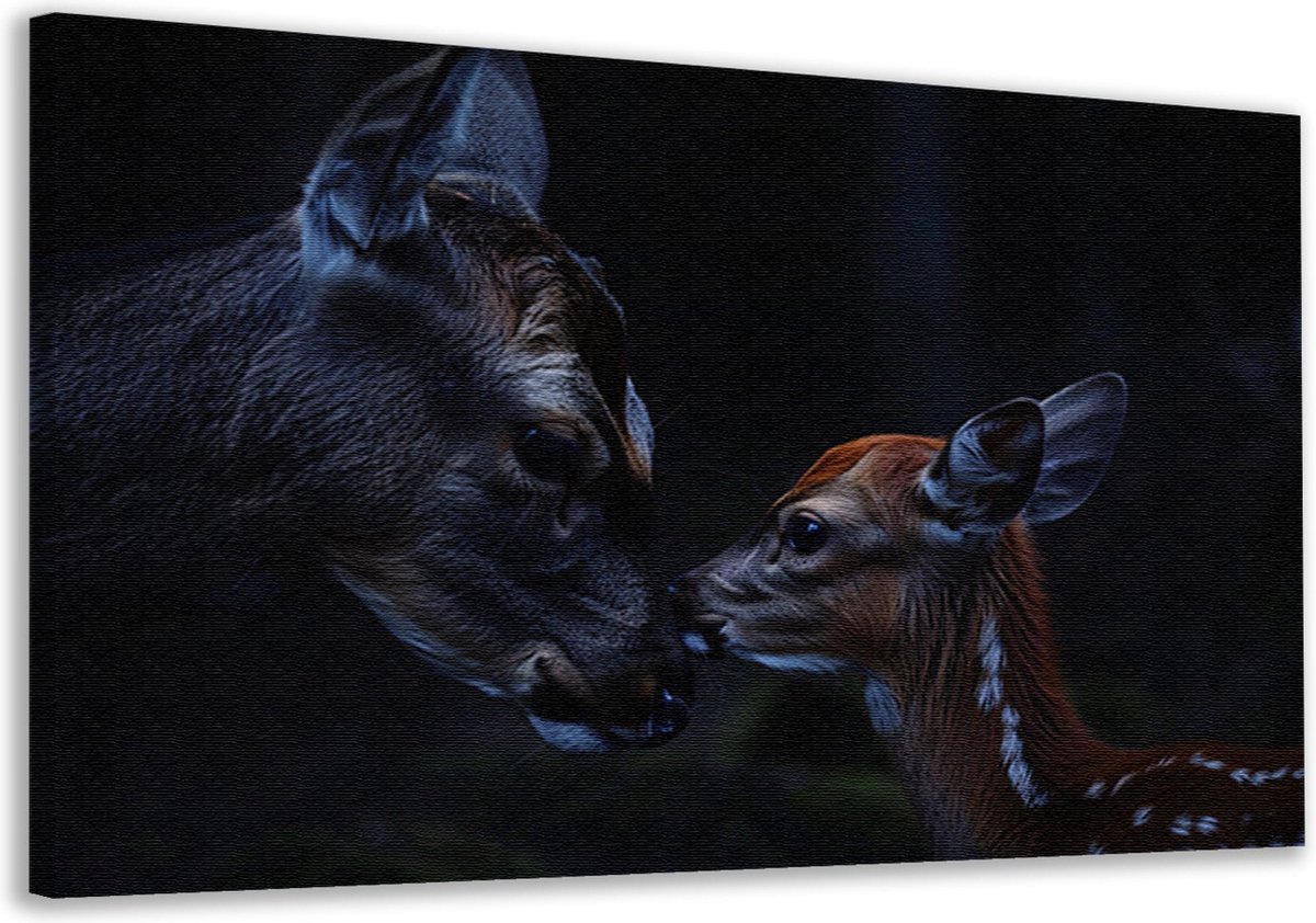 Herten schilderijen - dieren schilderijen - Canvas schilderijen Baby hert - Muurdecoratie industrieel - Canvas - Decoratie woonkamer canvas 120x80 cm