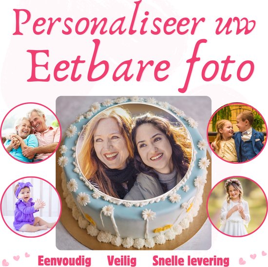 Foto: Gepersonaliseerde eetbare foto persoonlijke foto s op eetbaar suikerpapier of hostie voor taart foto eetbaar papier voor gebak foodprint voor cupcakes eetbare print voor patisserie 