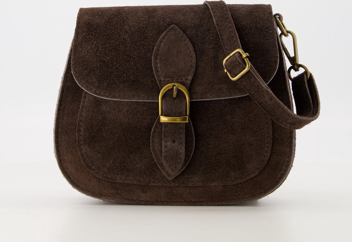 Teatro - Suede - Leer - Crossbodytasje - Donkerbruin - Bronskleurig - Sola