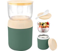 My Green Deal Yoghurtbeker-to-go - 700-ml - Mueslibeker-Soepbeker - Lunchbeker-Isoleer- Met lepel - RVS