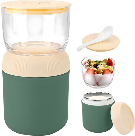 Foto: My green deal yoghurtbeker to go 700 ml mueslibeker soepbeker lunchbeker isoleer met lepel rvs