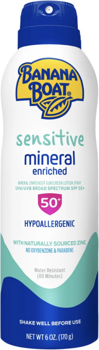 Goedkoopste Banana Boat Mineral Enriched Sunscreen Spray - Sensitive Skin - Vrij van parfum - Hypoallergeen - Zonnebrand - SPF 50 - 170g