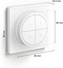 Afmetingen van de Philips Hue Tap Dial Switch: 80x80x24,3 mm.