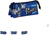 Pennenetui met 3 vakken Sonic the Hedgehog on the run - Blauw 21 x 8 x 6 cm