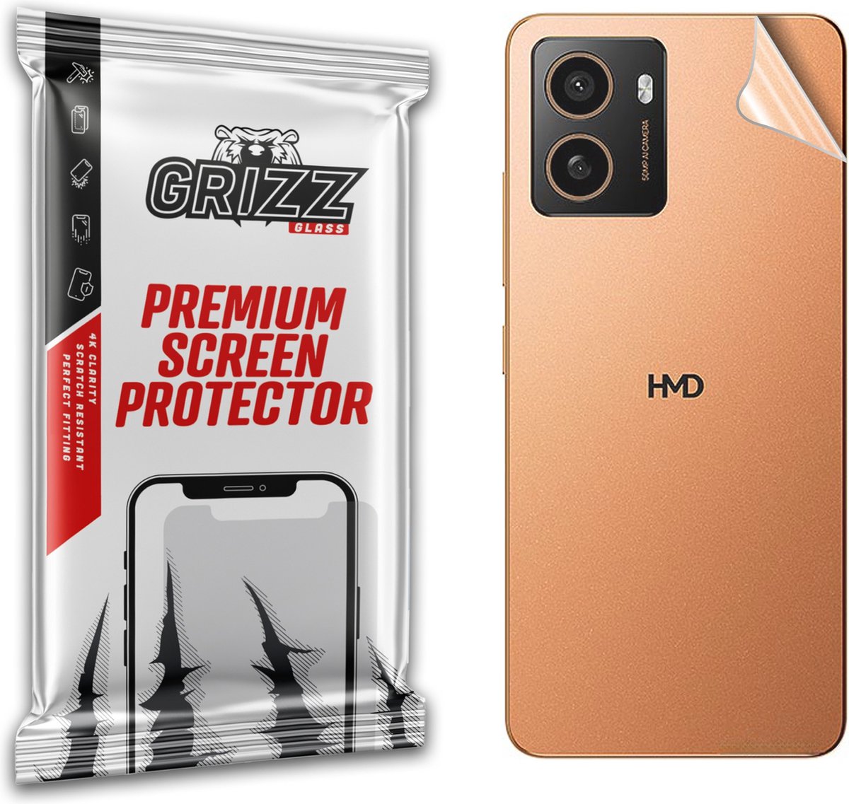 GrizzGlass SatinSkin Back Protector voor HMD Pulse Plus - Transparant