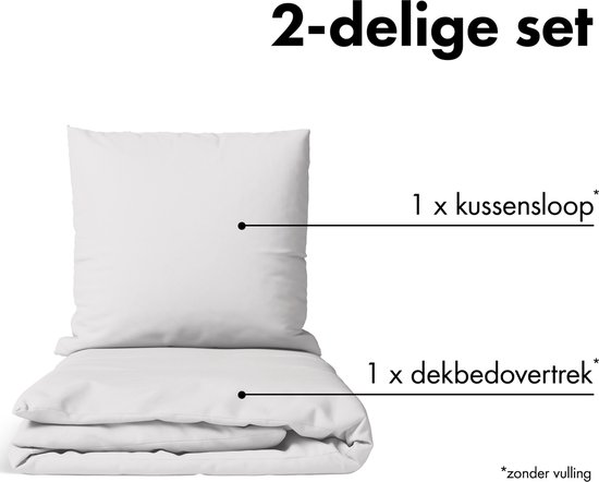 JACOBSON Housse de couette - 135x200 cm + 1 Kussensloop 80x80 cm - 100% coton - avec Fermeture Éclair - Gris clair