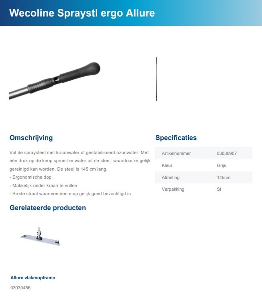 Allure - Spray - Vlakmopsteel - Ergosteel - 145 cm