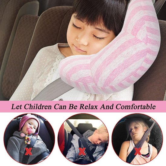 1 Stuks roze(30x15x11cm) Gordelkussen voor kinderen, autoslaapkussen, reis-nekkussen, veiligheidsgordel, autostoel, hoofdkussen, riem, kussen, schouderbescherming - Universeel Veiligheidsgordel Slaapkussen voor Kinderen Volwassenen van Echtwaar. — afbeelding 4