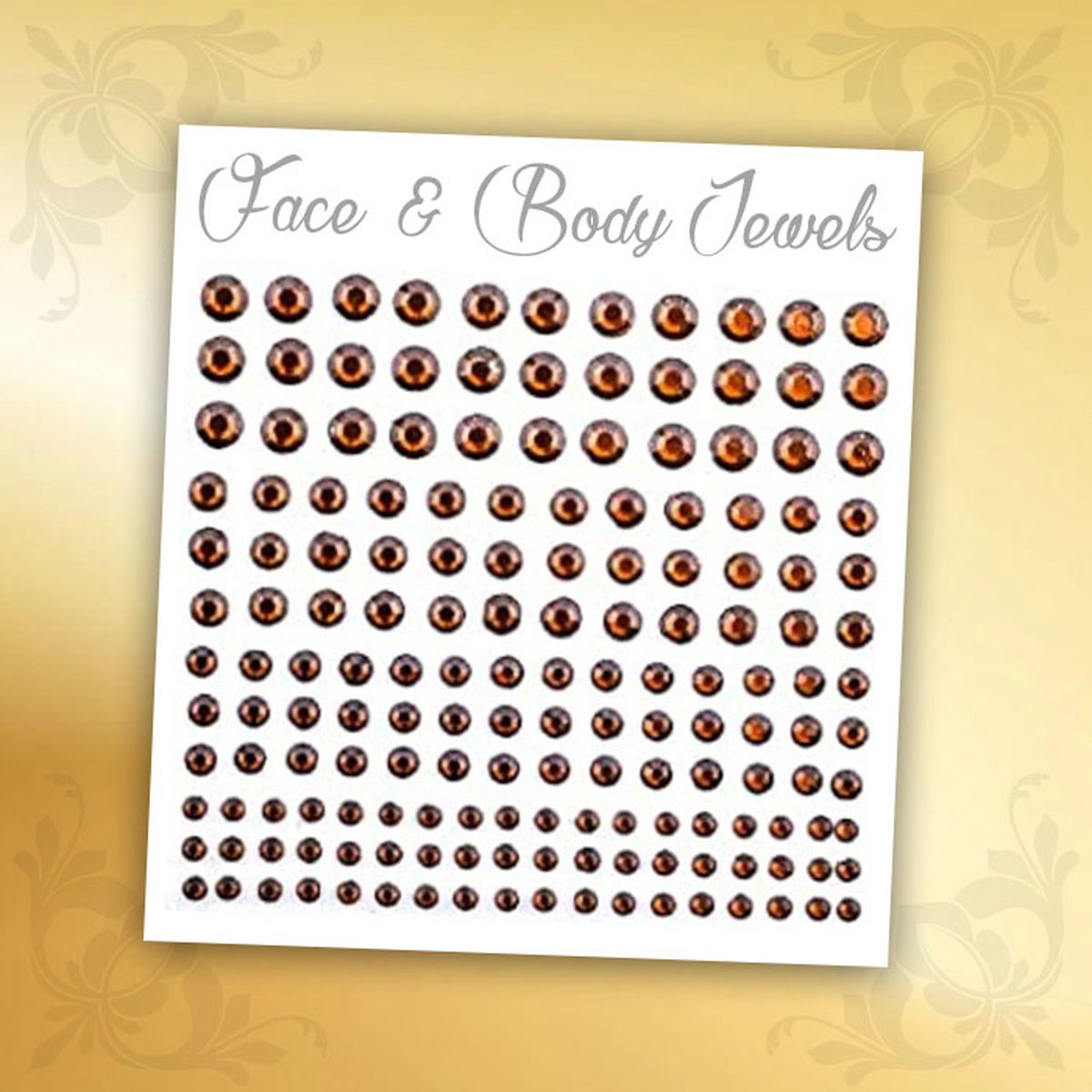 Glitter Face & Body Jewels (Bruin) - Festival Glitters - Steentjes Strass met Plaklaag - Plak Diamantjes voor Lichaam en Gezicht - Rhinestone Diamonds Gems Euphoria