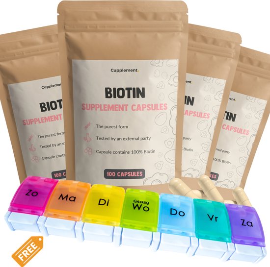 Foto: Cupplement 4 zakken biotine 60 capsules inclusief pillendoos 10000mcg per capsule haar superfood supplement haargroei geen poeder 5mg 10000 tabletten of shampoo biotene biotin bioteen vitamine voor honden paard