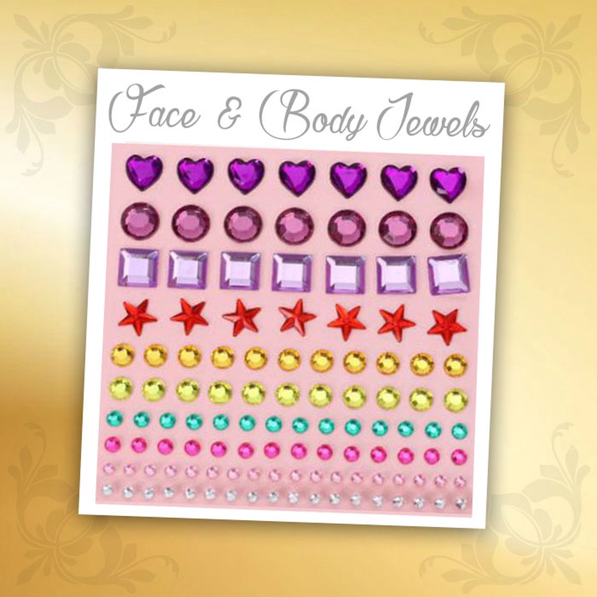 Glitter Face & Body Jewels (Figuurtjes) - Festival Glitters - Steentjes Strass met Plaklaag - Plak Diamantjes voor Lichaam en Gezicht - Rhinestone Diamonds Gems Euphoria