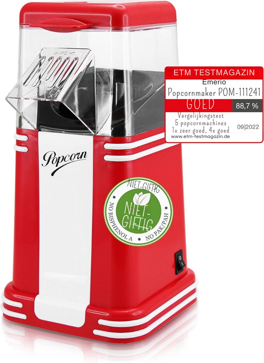 Popcorn Machine Popcorn Maker Antiaanbaklaag BPA-vrij 60Gr Rood