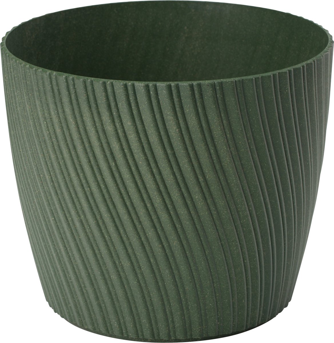 Form Plastic Plantenpot/bloempot Waves - kunststof - donkergroen - D15 x H12 cm - rond
