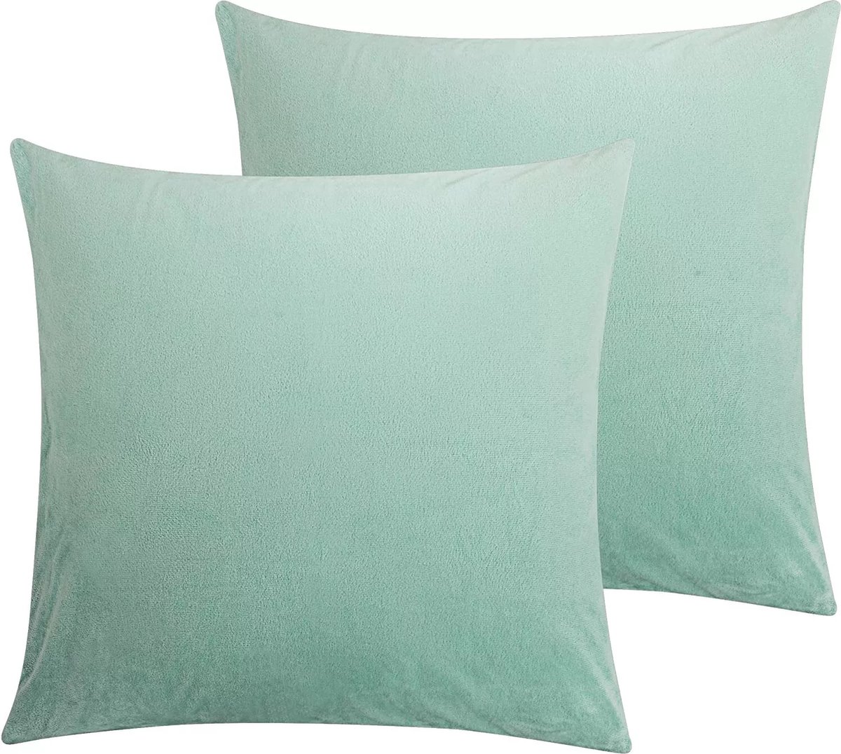 Sierkussenhoezen – Set van 2 – Velours 45x45 cm – Lichtgroen – Verborgen rits – Wasbaar
