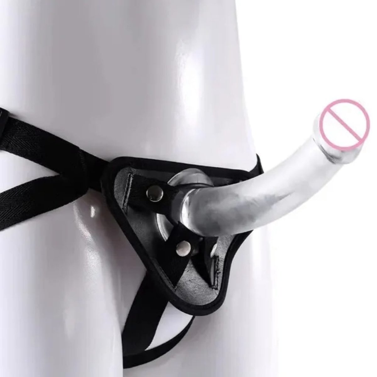 Goedkoopste Voorbind dildo - 18 cm - Dildo met voorbind set - Zwart - Dildo doorzichtig - Sex toys - Sex speeltje - Erotisch spel