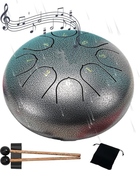 Regentrommel - Stalen Tongtrommel - 6 Inch - 8 Noten - Meditatie & Yoga - Waterdicht