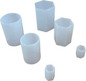 Lot De 5 Moules Silicone Cylindriques & Hexagonaux - Parfait Pour Bougies, Savons, Résine & Spécimens 3D