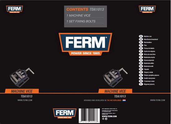FERM - TDA1013 - Machineklem - 550mm - spanwijdte - Breedte: - 650mm - Hoogte - 20mm - Voor- Kolomboormachine - Universeel - Zeer geschikt voor - Tafelboor - TDM1027 - TDM1026 - TDM1025 - TDM1022 - Werkstukklem - voor - Tafelkolomboormachines - MV65