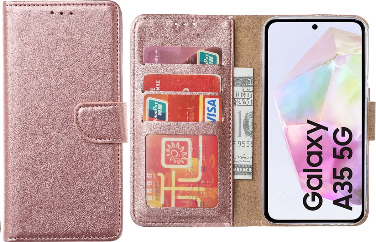 Hoesje geschikt voor Samsung Galaxy A35 5G hoesje - Arara bookcase- Rosegoud