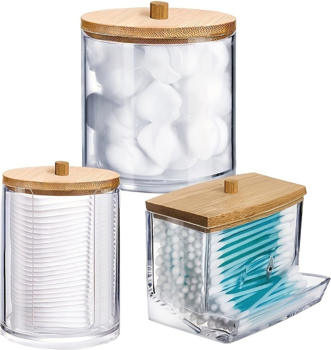 Goedkoopste Nivard Oorstokjes Houder - Wattenschijfjeshouder - Wattenstaafjes Houder - Wattenstaafjes Dispenser - Q Tips