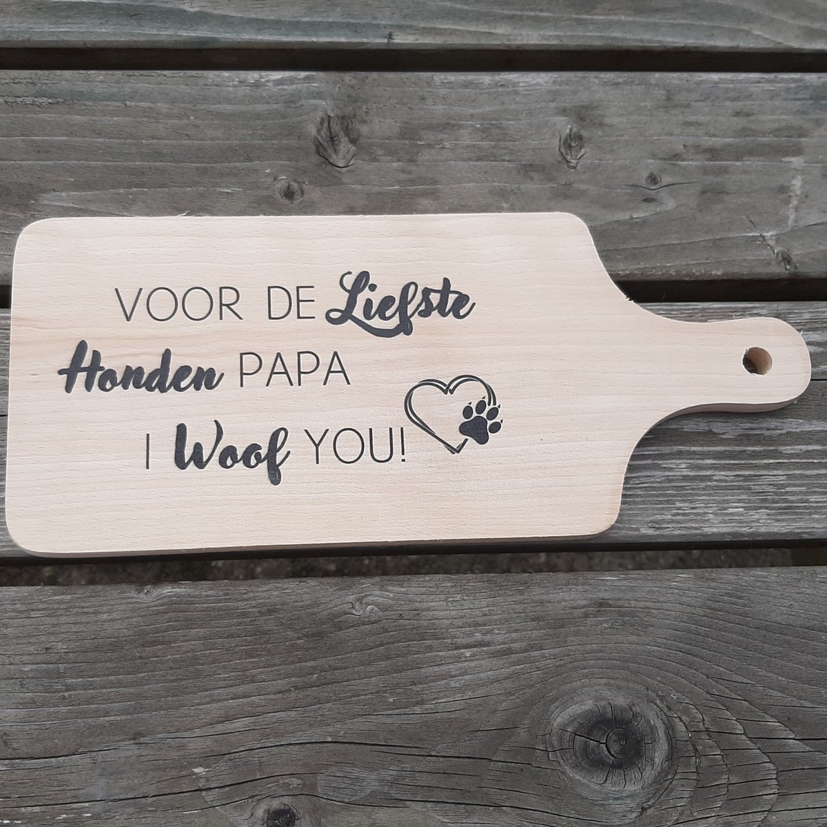 Borrelplank Voor de liefste hondenpapa I woof you