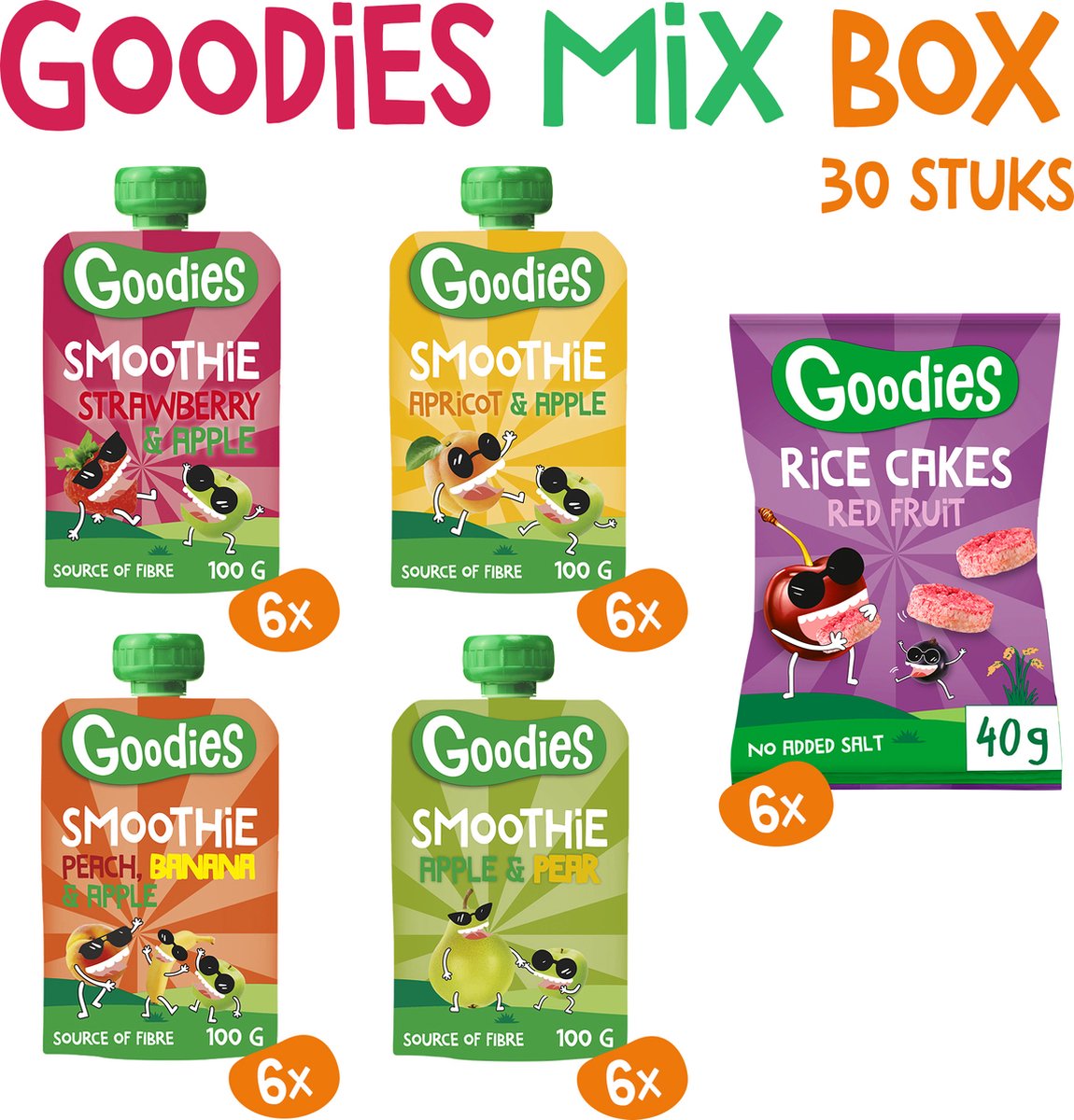 Goedkoopste Goodies Knijpfruit & Snacks Box 3 jaar - 30 stuks - Tussendoortjes, Snacks en Knijpzakjes - Peuters, Kleuters & Kids