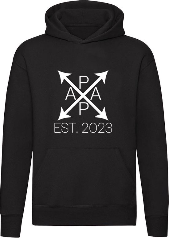 Papa sinds 2023 Hoodie - vader - ouders - vaderdag - unisex - trui - sweater - capuchon