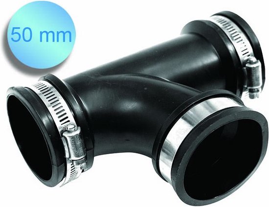 Aquaking Pipeconx Rubber T Stuk 50 Mm Rubber PVC Koppeling Bol aquaking-pipeconx-rubber-t-stuk-50-mm-rubber-pvc-koppeling-bol