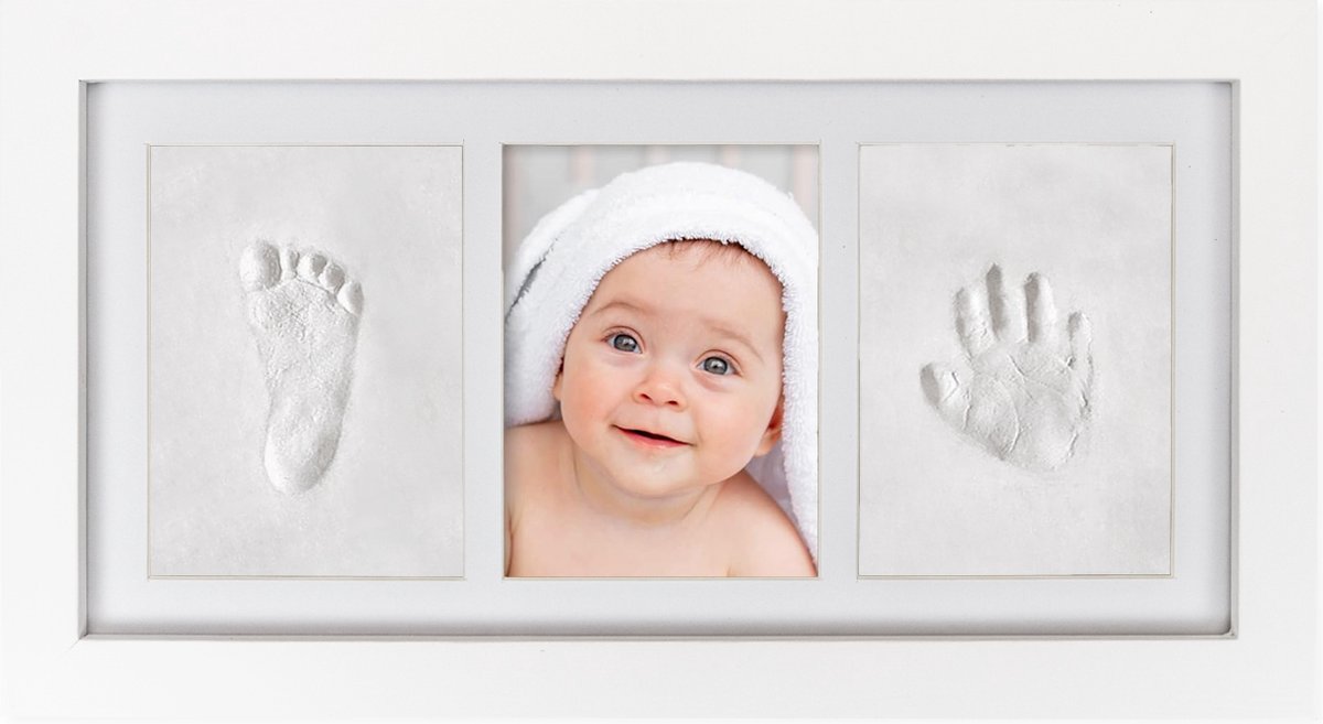Goedkoopste Frummel Fotolijst Baby (33 x 18 cm) - Klei Afdruk (Gipsafdruk baby) - Beter dan gips afdruk - Hand Voet Afdruk - Kraamcadeau Meisje / Kraamcadeau Jongen - Kerstcadeau