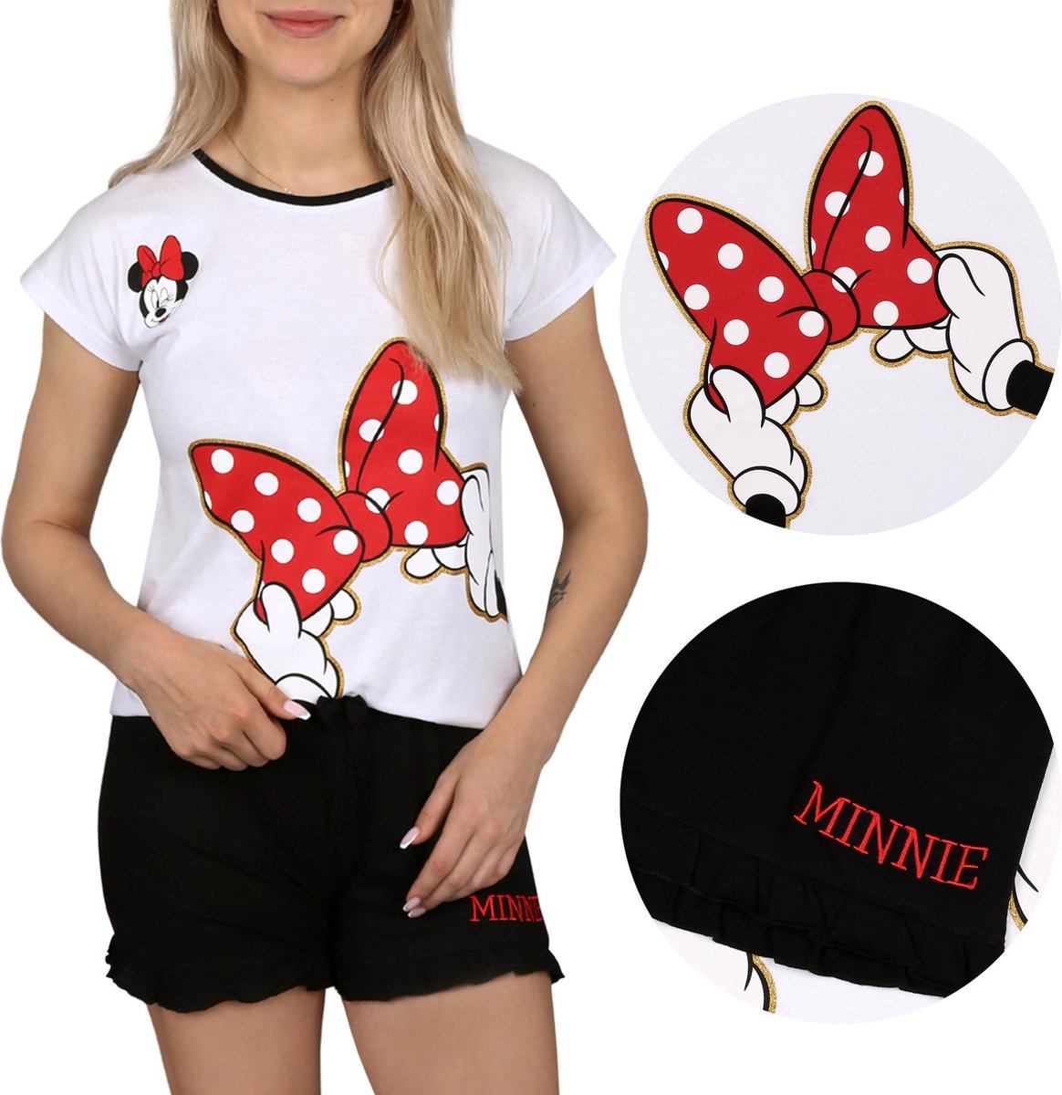 Disney Minnie Mouse Disney - Zwart-witte pyjama met korte mouwen, zomerpyjama / 134