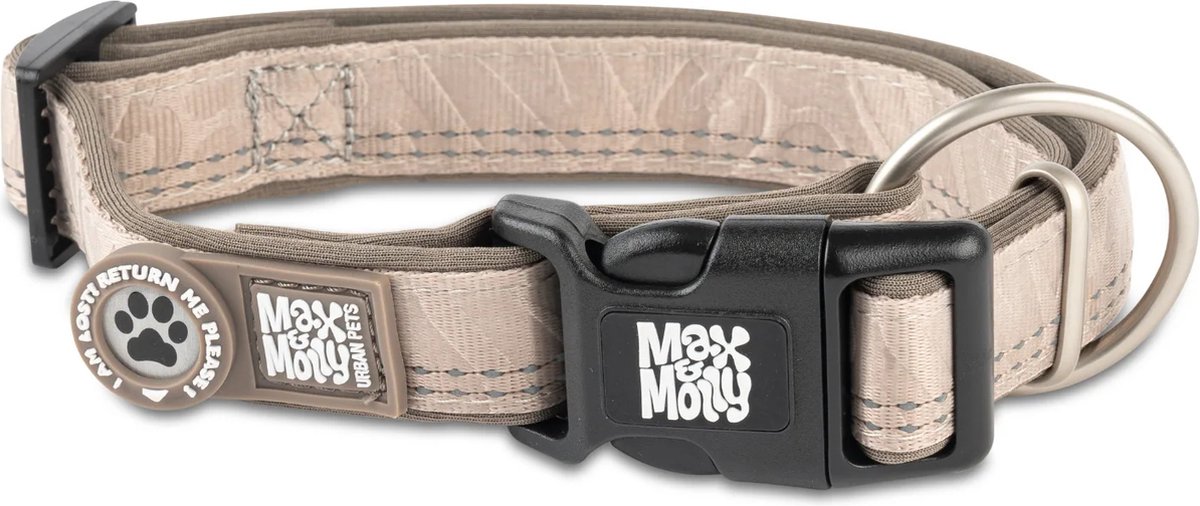 Max&Molly - GOTCHA! Smart ID Met QR Code - Honden Halsband - Zandbeige - L