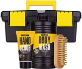 Vaderdag Cadeau pakket - Cadeau voor Man Verjaardag - Gereedschapskist met mannen verzorgingsproducten - Bath & Body - Musk Giftset - Kerst Geschenkset mannen, vader, vriend, papa, broer - Grappige Cadeautjes