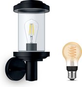 Bol.com Philips Hue Listra Wandlamp voor Buiten Opwaarts (Zwart) - Buitenlamp - E27 - Warmwit Licht - Hue White Filament aanbieding