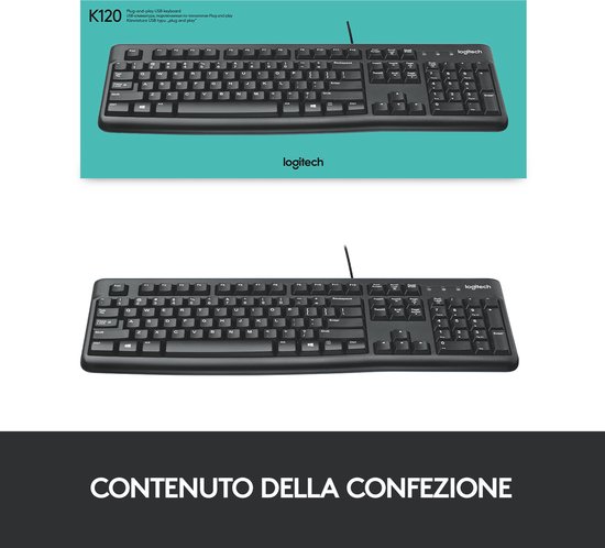 Logitech K120 - Bedraad Toetsenbord - QWERTY ISO - Zwart