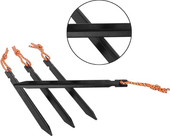 Tentharingen 10 stuks - V-shape Haringen 18cm - Grondpennnen - zandharingenset - lange haringen - Hexagon Haringen - Aluminium Haringen Tent - Zeer sterk - Grondpen/tentharing - Inclusief Trekkoord en Haringzak - kamperen en tent — afbeelding 4