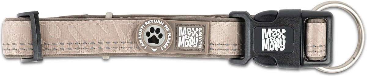 Max&Molly - GOTCHA! Smart ID Met QR Code - Honden Halsband - Zandbeige - XS