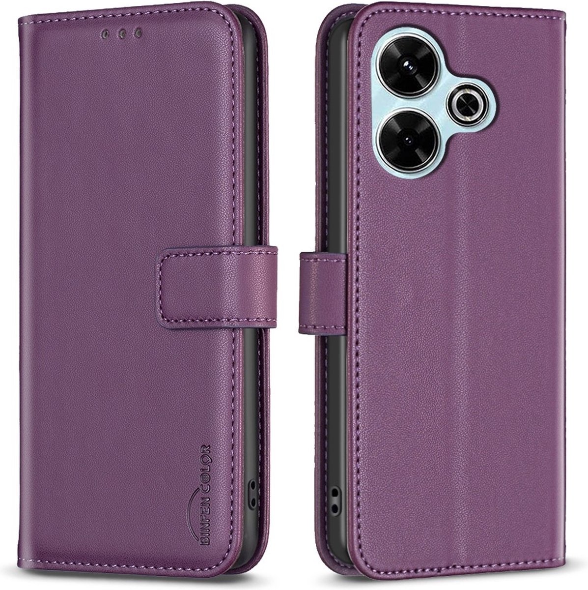 BINFEN Hoesje - Geschikt voor Xiaomi Redmi 13 / Poco M6 4G Hoesje - BINFEN Book Case - Paars