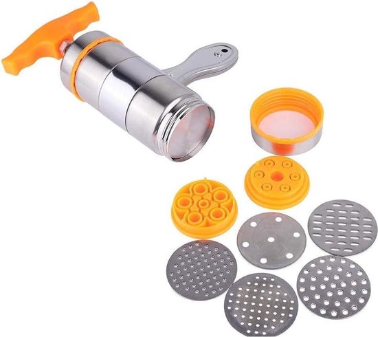 Allecto - Pasta Maker - Handmatige - Roestvrij Staal - Noedel Machine - Huishoudelijke - 7 Mallen - Geschikt voor - Oranje - Machine voor Verse Pasta met Handmatige Bediening. van Merkloos — afbeelding 5