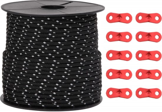 vidaXL - Tentscheerlijn - met - reflecterende - strips - en - spanners - 50 - m - 4 - mm van Merkloos — afbeelding 5
