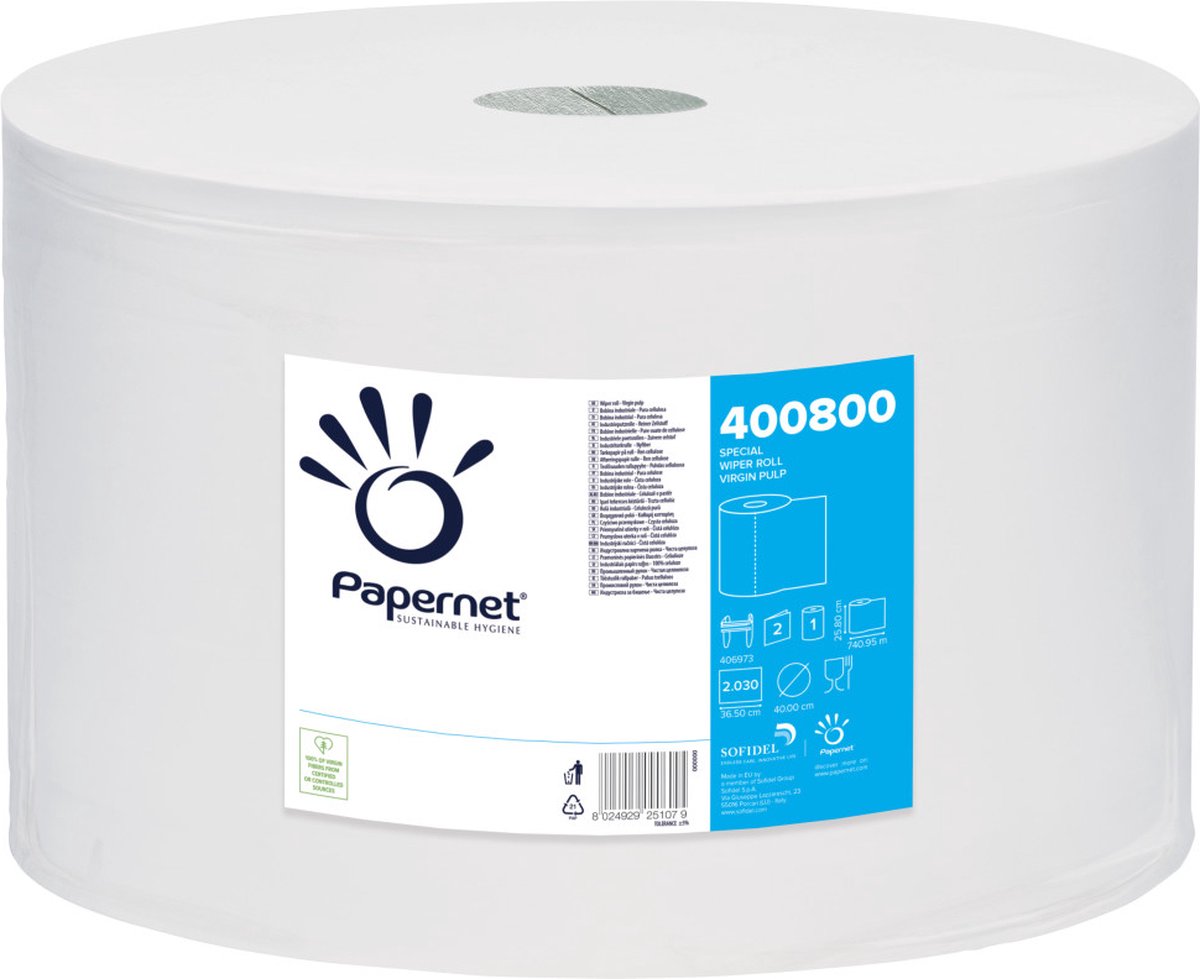 Papernet 400800 papieren handdoek Cellulose Wit 740,95 m