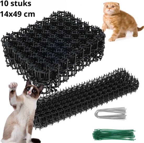 Foto: Kattenverjager afweermatten 10 delig katten verjager voor de tuin kat antiklimstrips anti krab strip