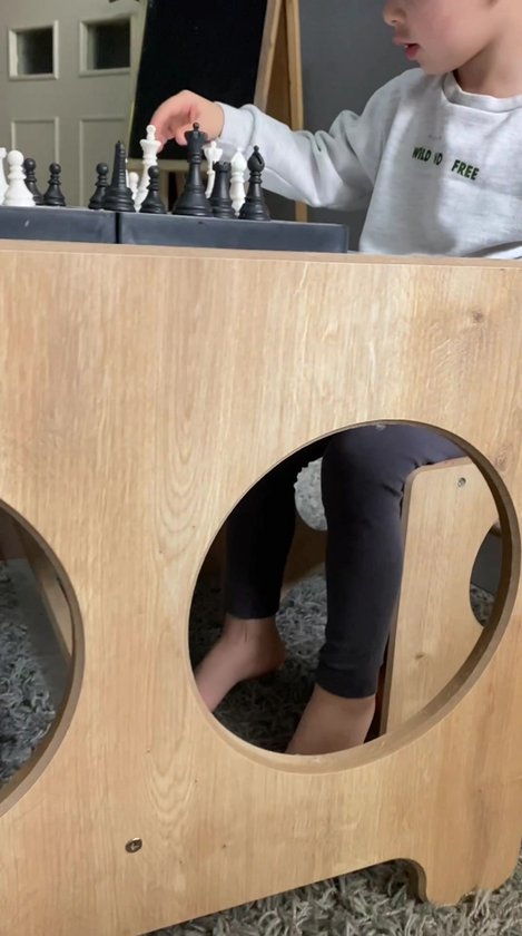 Zeo Wood - Table enfant et 2 Sièges - Table de jeu - Bureau enfant - Table enfant avec 2 Sièges - Table enfant Montessori - Table enfant et 2 Sièges